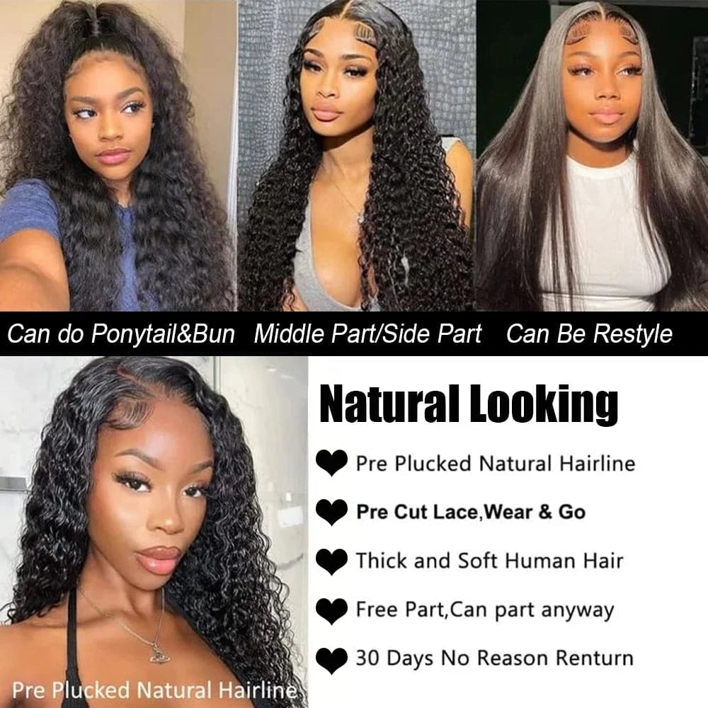 13x6 Hd Lace Frontal Wig Curly Human Hair Wigs 32 Inch Deep Wave Water Wave Lace Frontal Wigs