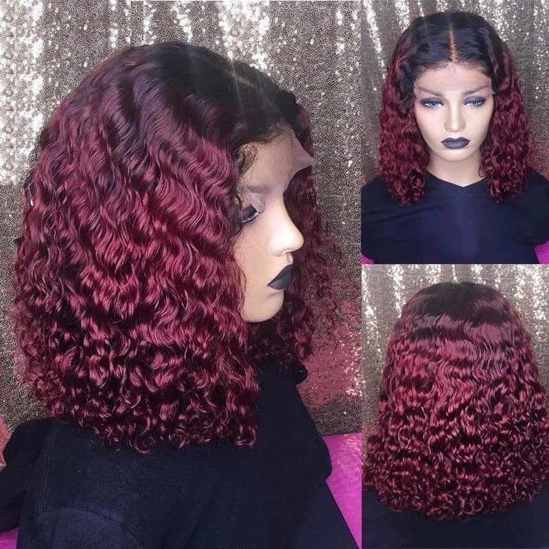 13x6 Lace Front Wigs Human Hair Bob 150% Density Glueless Lace Front Wigs Pre Plucked With Baby Hair Short Brazilian Deep Curly