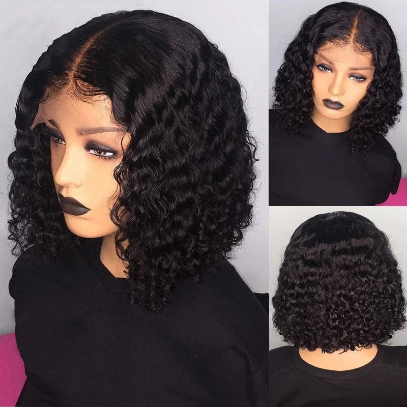13x6 Lace Front Wigs Human Hair Bob 150% Density Glueless Lace Front Wigs Pre Plucked With Baby Hair Short Brazilian Deep Curly