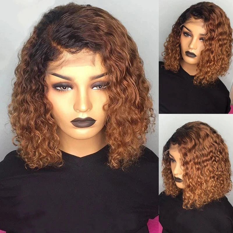 13x6 Lace Front Wigs Human Hair Bob 150% Density Glueless Lace Front Wigs Pre Plucked With Baby Hair Short Brazilian Deep Curly