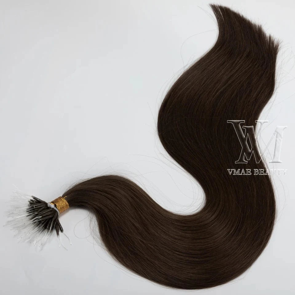 14 Inches / #4 straight VMAE Wholesale Cuticle Aligned Remy Kreatin Burmese Curly Hair I Tip Plastic Tip Nano Hair Extensions Human Hair