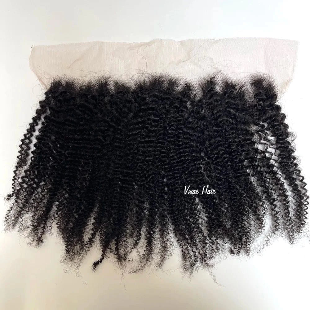 14 Inches / 4A VMAE Wholesale 13*4 Afro Kinky Curly Cuticle Aligned Raw Vietnamese Human Hair Transparent HD Lace Frontal