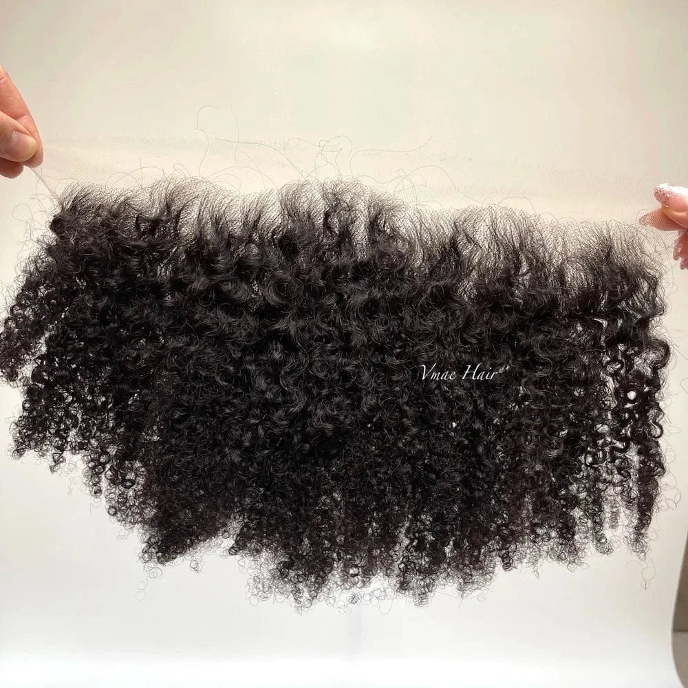 14 Inches / Afro Curly A 13*4 frontal VMAE Raw Cuticle Aligned 3A 3C 4A 4B 4C Afro Kinky Curly Closure and Frontals bundles Human Hair with Frontal and Closure