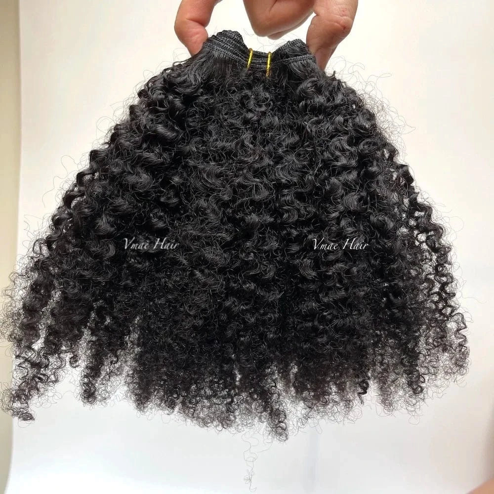 14 Inches / Afro Curly A weft VMAE Raw Afro Kinky Curly Wavy Closure and Frontals Bundles Human Hair with Frontal and Closure Cuticle Aligned Hair