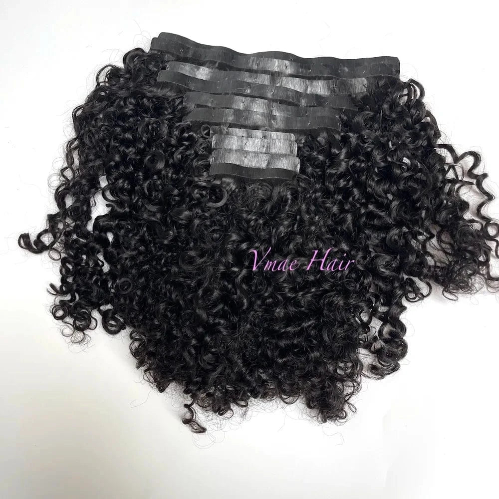 14 Inches / Afro curly B 100g VMAE Cuticle Aligned Remy Raw Hair For Black Women Clip Ins Afro Kinky Curly Human Hair Seamless Clip In Hair Extensions