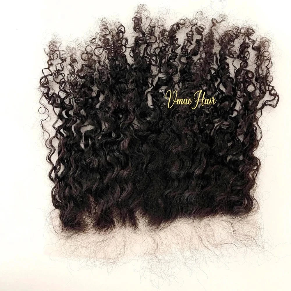 14 Inches / Afro Curly B 13*4 frontal VMAE Raw Afro Kinky Curly Wavy Closure and Frontals Bundles Human Hair with Frontal and Closure Cuticle Aligned Hair