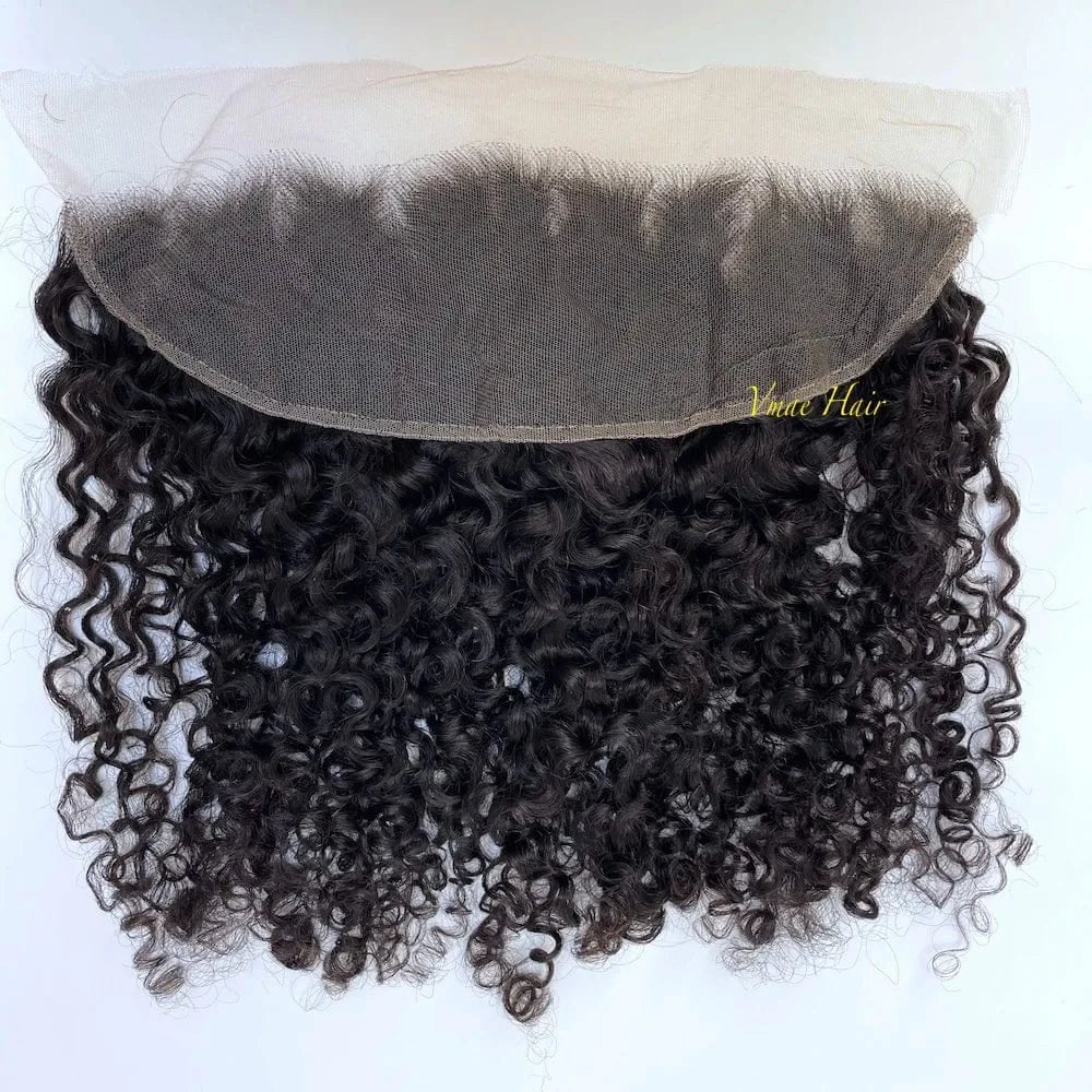 14 Inches / Afro Kinky Curly B VMAE Wholesale 13*4 Afro Kinky Curly Cuticle Aligned Raw Vietnamese Human Hair Transparent HD Lace Frontal