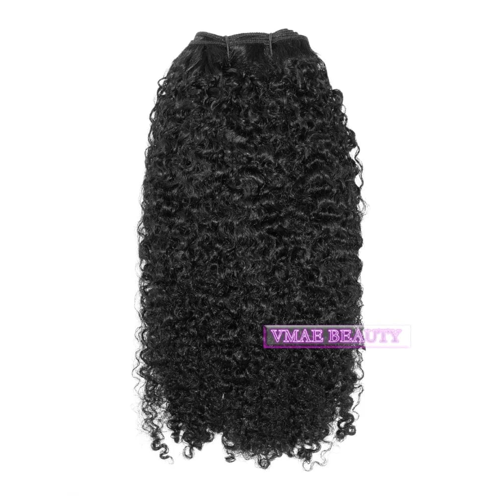 14 Inches / Afro Kinky Curly C weft VMAE Raw Afro Kinky Curly Wavy Closure and Frontals Bundles Human Hair with Frontal and Closure Cuticle Aligned Hair
