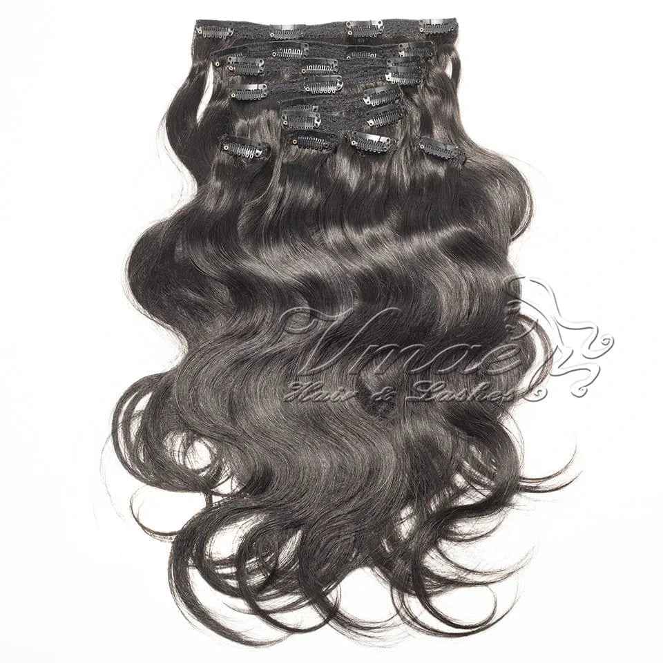 14 Inches / Body wave VMAE Wholesale Raw Remy Virgin Human Hair Extensions Clip Ins Wavy Afro Kinky Curly Clip In Hair Extensions for Black Women