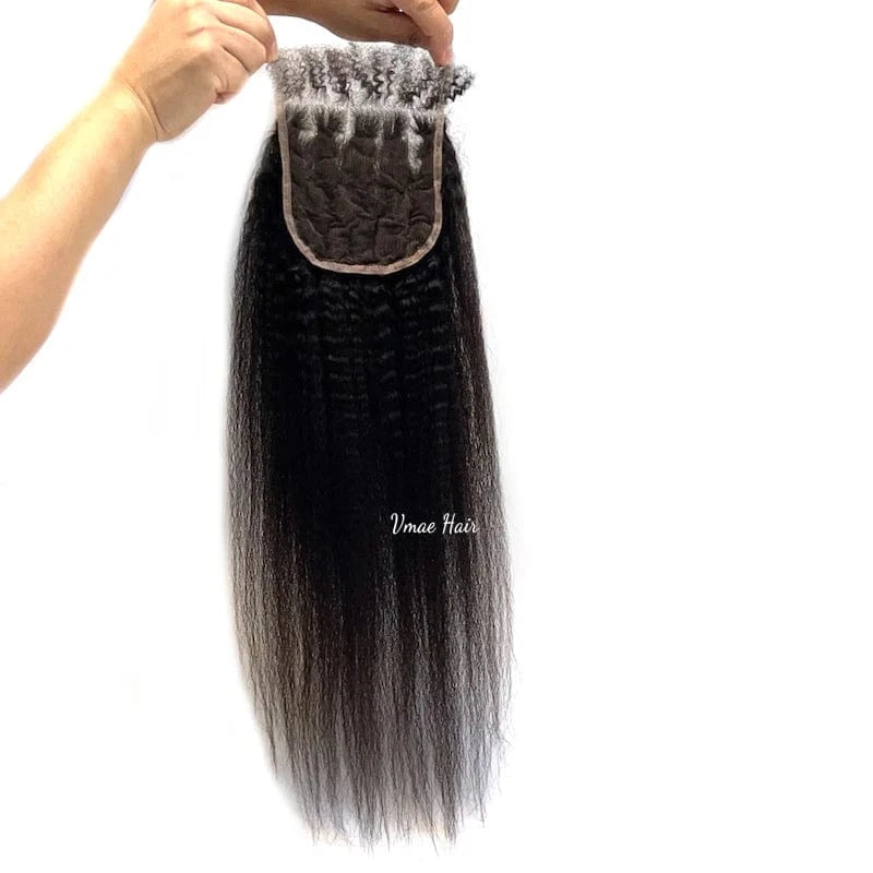14 Inches / Coarse kinky straight VMAE Wholesale Cuticle Aligned Raw Vietnamese Hair Coarse Kinky Straight Transparent 5*5 HD Lace Closure Human Virgin Extensions