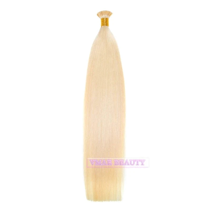 14 Inches / I Tip #60 VMAE Cuticle Aligned European Hair Blonde 613 60 I Tips Flat Tip Virgin Kreatin K Tip Hair Extensions Human Hair