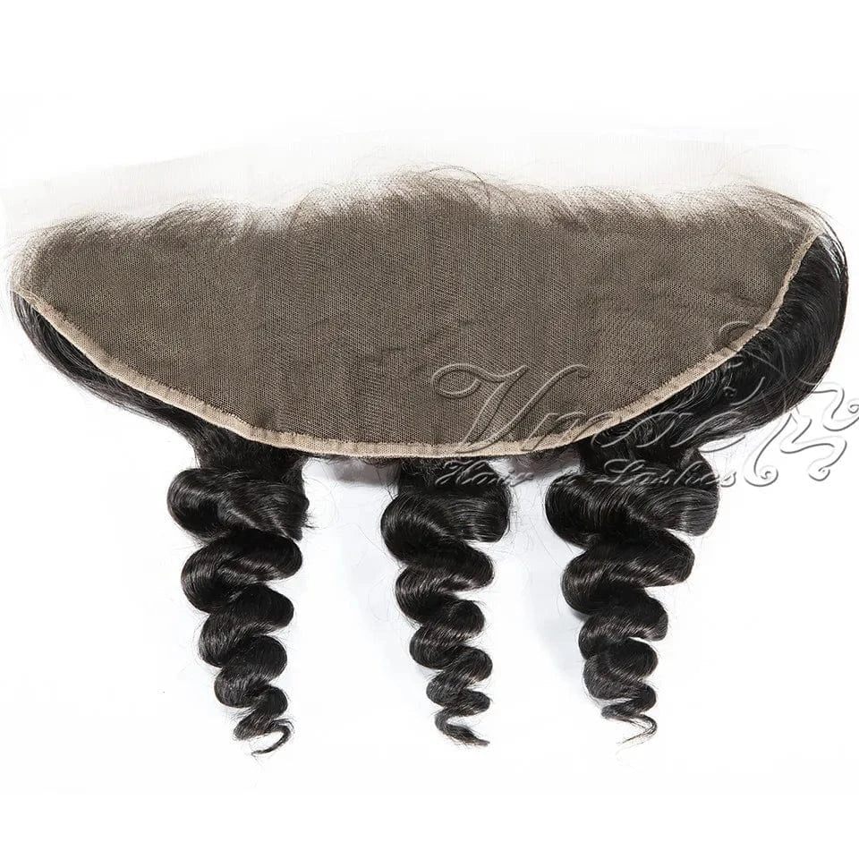 14 Inches / Loose wave 13*4 frontal VMAE Raw Afro Kinky Curly Wavy Closure and Frontals Bundles Human Hair with Frontal and Closure Cuticle Aligned Hair