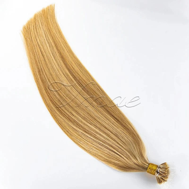 14 Inches / #P18/613 VMAE Cuticle Aligned European Highlight Color Blonde 613 60 1001 Remy Kreatin I Tip Plastic Tip Nano Hair Extensions Human Hair