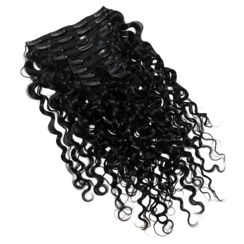 14 Inches / Water wave VMAE Wholesale Raw Remy Virgin Human Hair Extensions Clip Ins Wavy Afro Kinky Curly Clip In Hair Extensions for Black Women