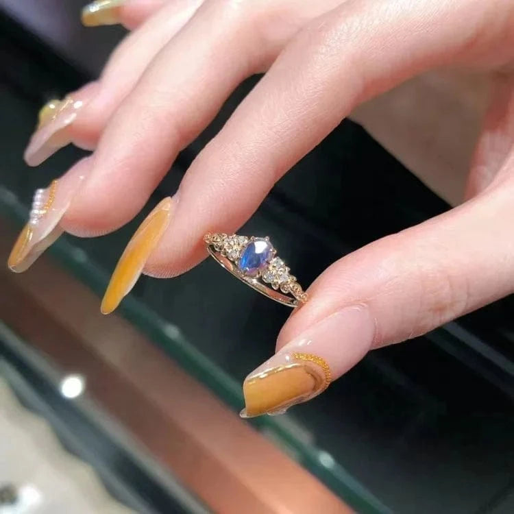 14k gold plated 925 sterling silver fine delicate design Fashion healing crystal gemstone jewelry natural iolite ring