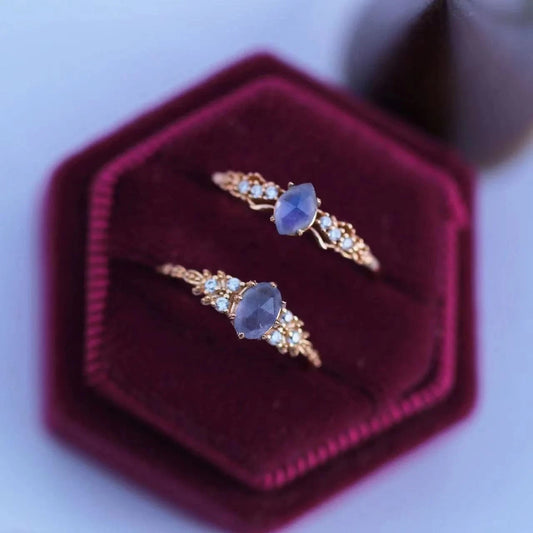 14k gold plated 925 sterling silver fine delicate design Fashion healing crystal gemstone jewelry natural iolite ring