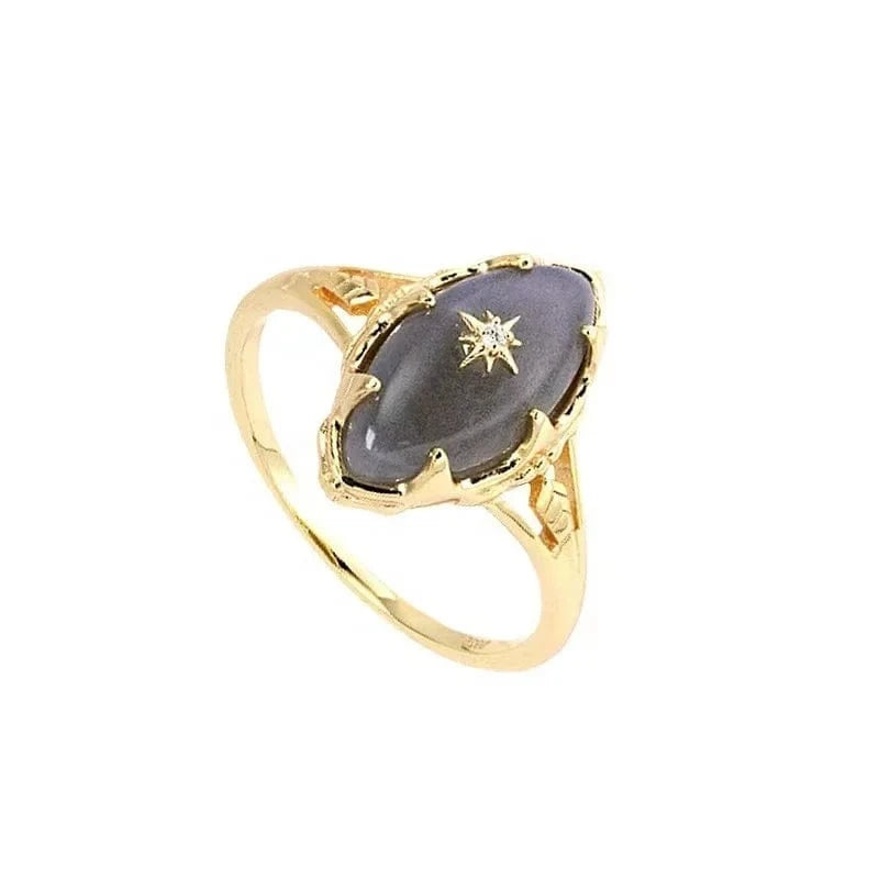 14k gold plated 925 sterling silver fine  designer jewelry Fashion healing crystal gemstone jewelry natural labradorite ring