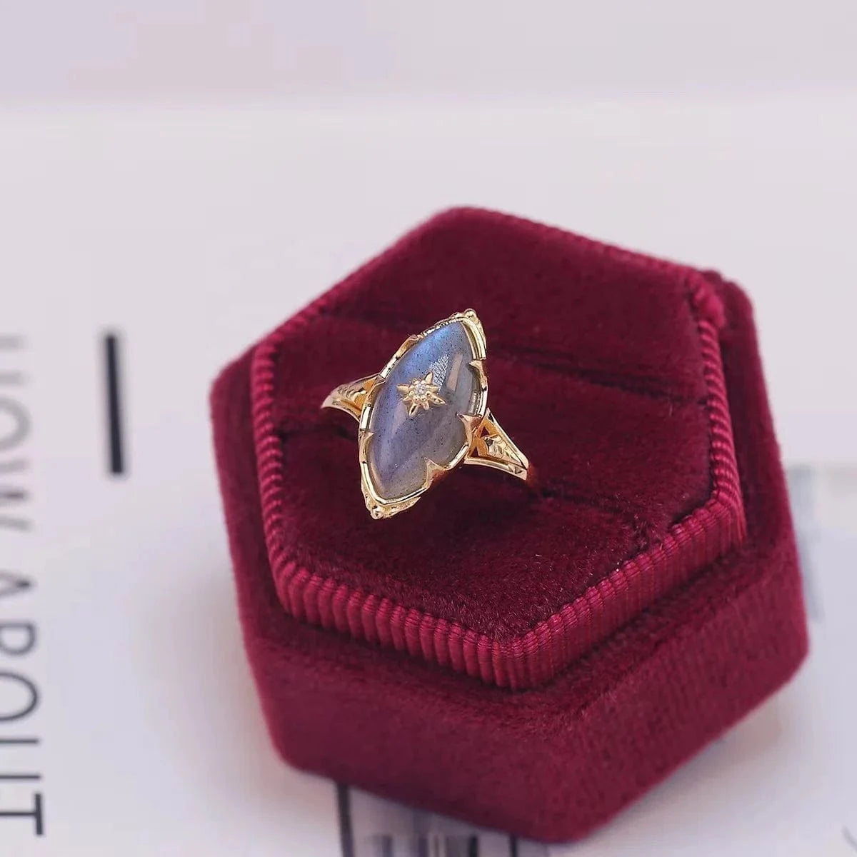 14k gold plated 925 sterling silver fine  designer jewelry Fashion healing crystal gemstone jewelry natural labradorite ring