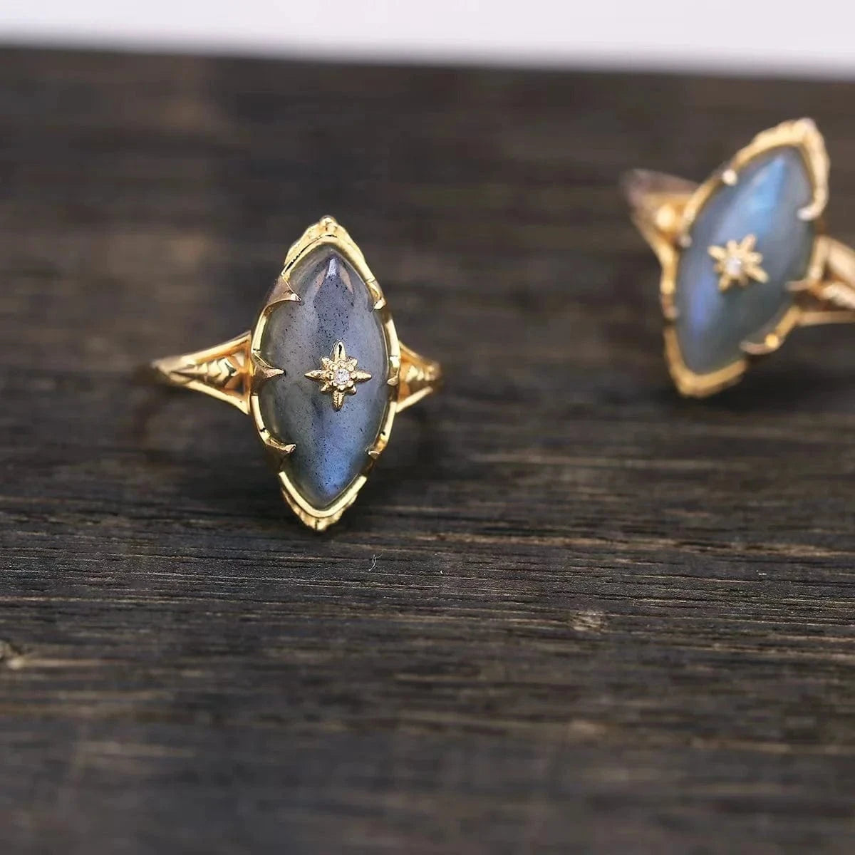 14k gold plated 925 sterling silver fine  designer jewelry Fashion healing crystal gemstone jewelry natural labradorite ring