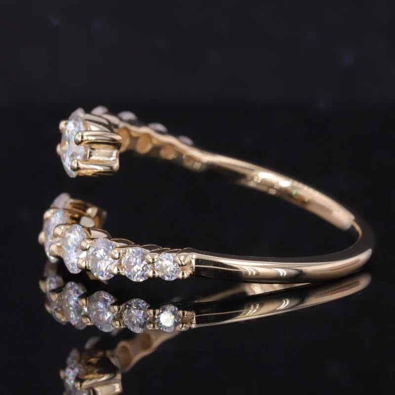 14k Yellow Gold Lab-Grown Diamond round Shape Wedding Ring Diamond Jewelry