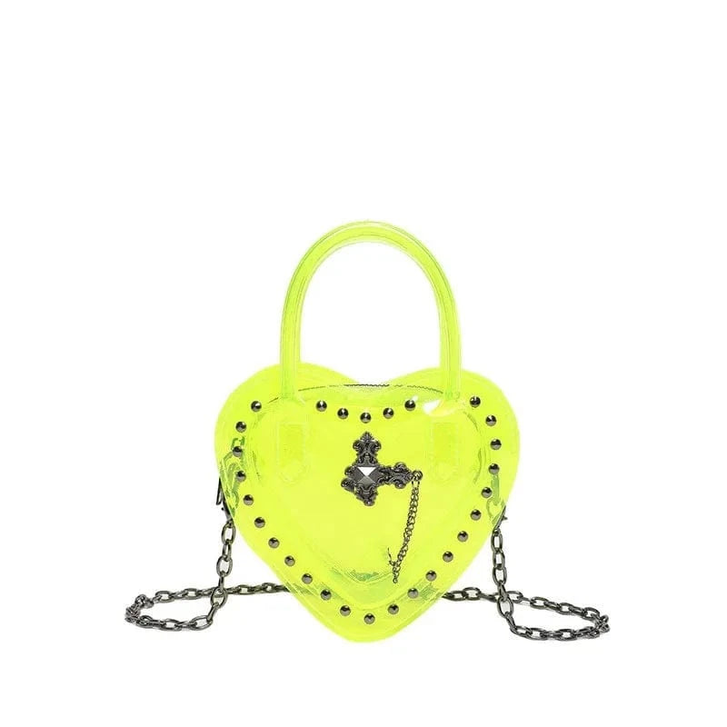 15*17*6cm / Green IDOIT New Arrivals Ladies Fashion Stylish Handbag Y2k Heart Girls Purse Trendy Chain Shoulder Crossbody Bag For Women