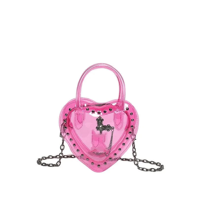 15*17*6cm / Pink IDOIT New Arrivals Ladies Fashion Stylish Handbag Y2k Heart Girls Purse Trendy Chain Shoulder Crossbody Bag For Women