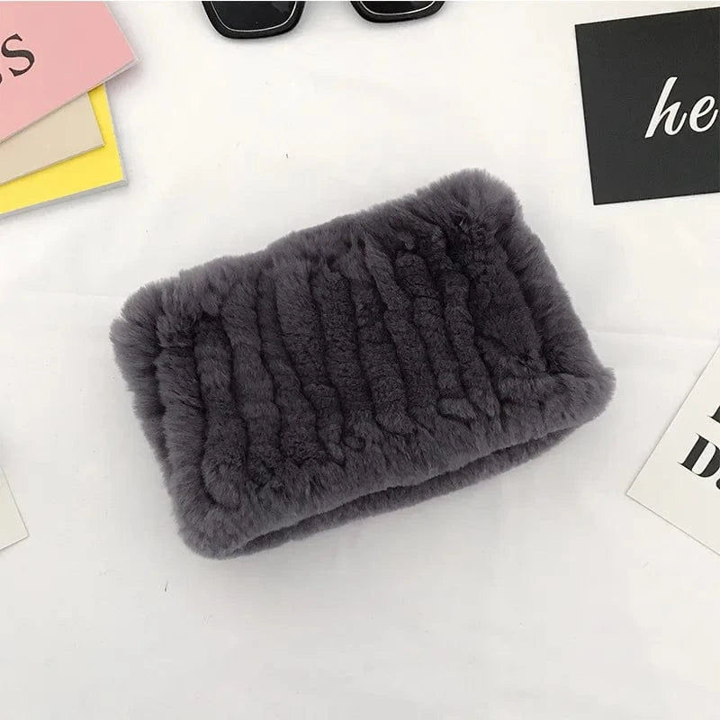 15 Winter Knit Rex Rabbit Fur Headbands High Elastic Knitted Neck Warmer Scarves for Women