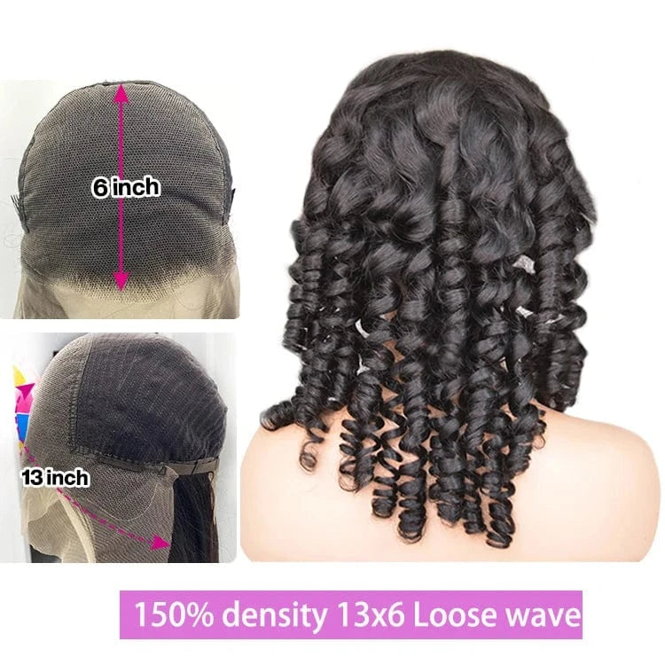 150 density 13x6 Loose Deep / 24 Inches Transparent 13X6 Frontal Lace Wig 100% Raw Virgin Human Hair Straight Lace Front Wig