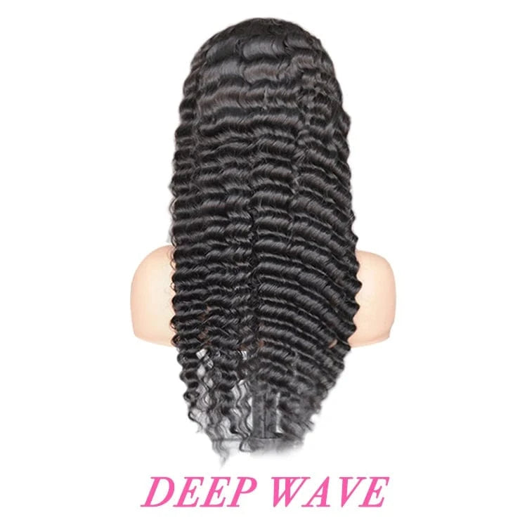 150 density 5x5 Deep / 20 Inches Wholesale Brazilian Raw HD Human Hair Transparent Lace Front Wig For Black Women, Deep Wave 13*4 HD Swiss Lace Frontal Wigs