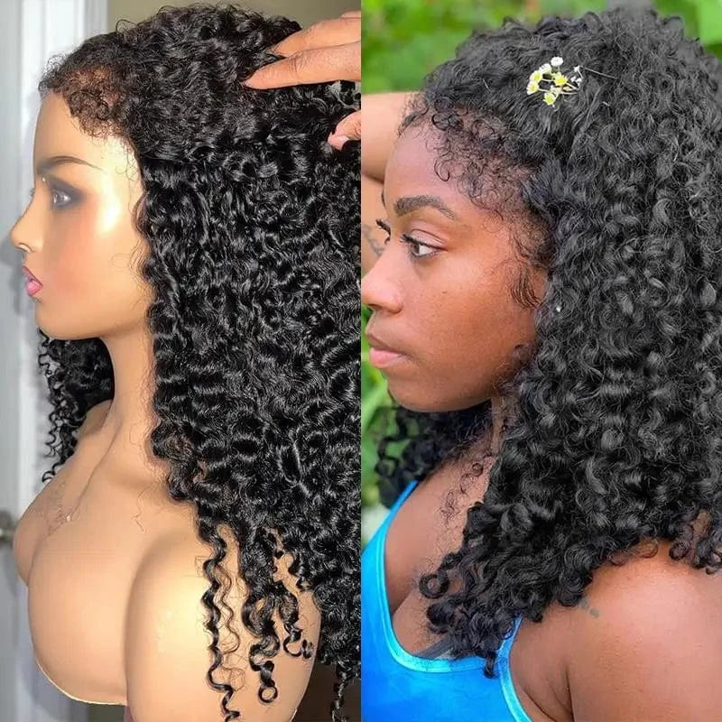 150% Glueless Curly Baby Hair Swiss Lace Front Wig 13x6 13x4 HD Lace Frontal Human Hair Edges Curly Wig