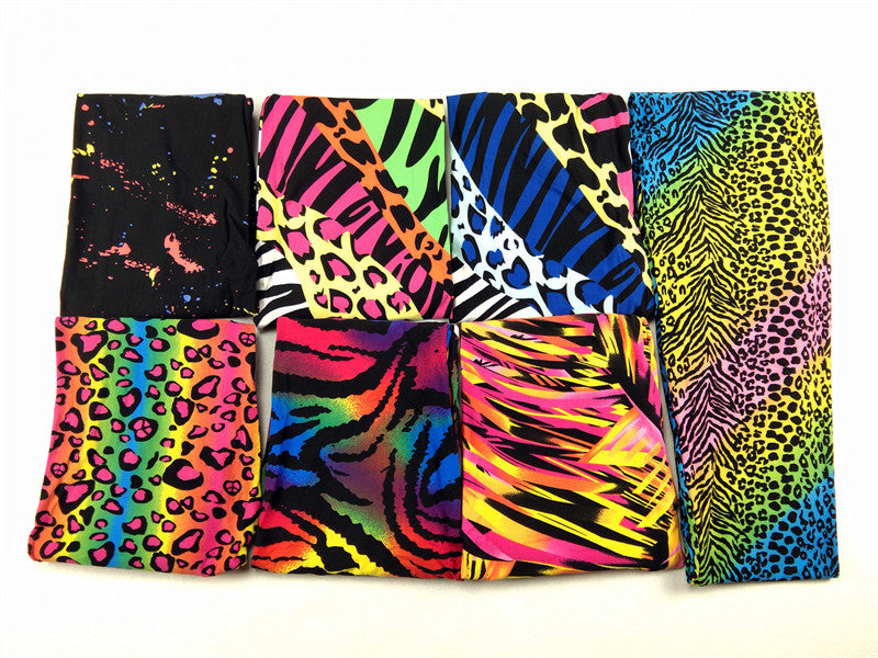 FCCEXIO Leopard Grain Color Print Women Leggings High Elastic Running Sports Leggings Slim Female Casual Trousers Fitness Pants