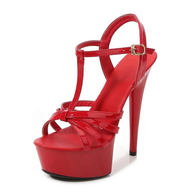 15cm Nude Color Custom Stripper Heels Beige Platform Straps Women High Heel Sandals