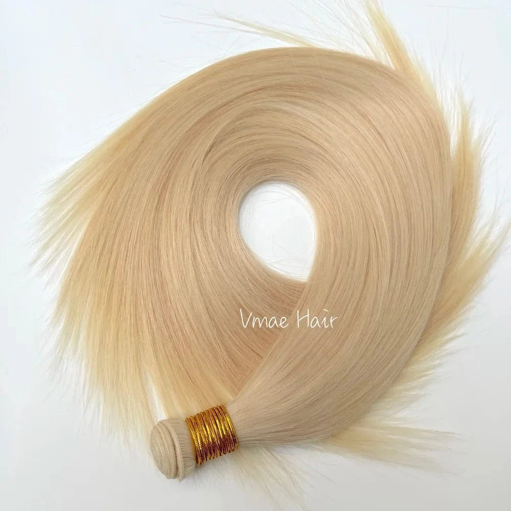 16 Inches / #24 VMAE Double Drawn Straight Hand Tied Invisible Virgin Remy Cuticle Aligned Genius Russian Weft Human Hair Extensions Human Hair