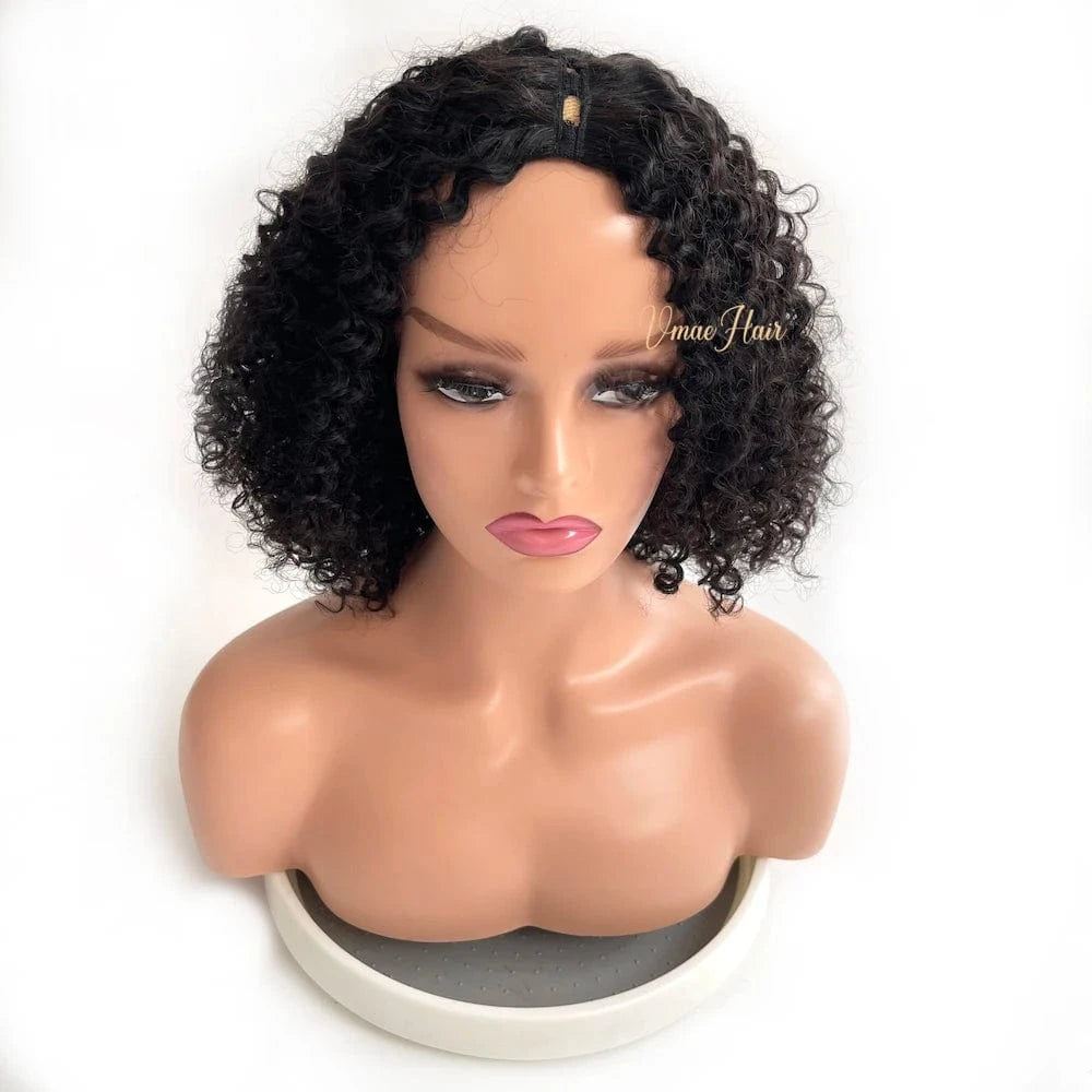 16 Inches / 3C VMAE Wig Vendors Wholesale Cuticle Aligned Raw Human Hair Wig Natural Coarse Kinky Straight U V Part Human Hair Wigs for Black W