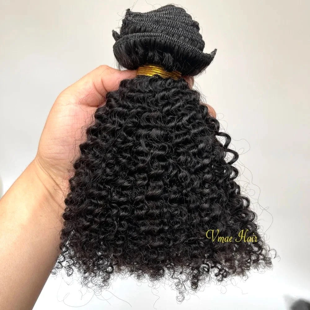 16 Inches / 4A VMAE Mongolian 3A Kinky Curls Afro 100% Remy Human Hair Clip-In Extension Natural Wave Style for Black Women
