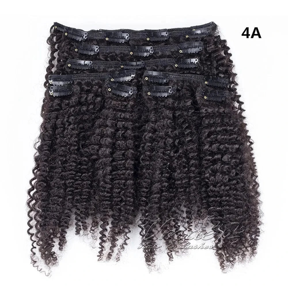 16 Inches / 4A VMAE Wholesale Raw Remy Virgin Human Hair Extensions Clip Ins Wavy Afro Kinky Curly Clip In Hair Extensions for Black Women