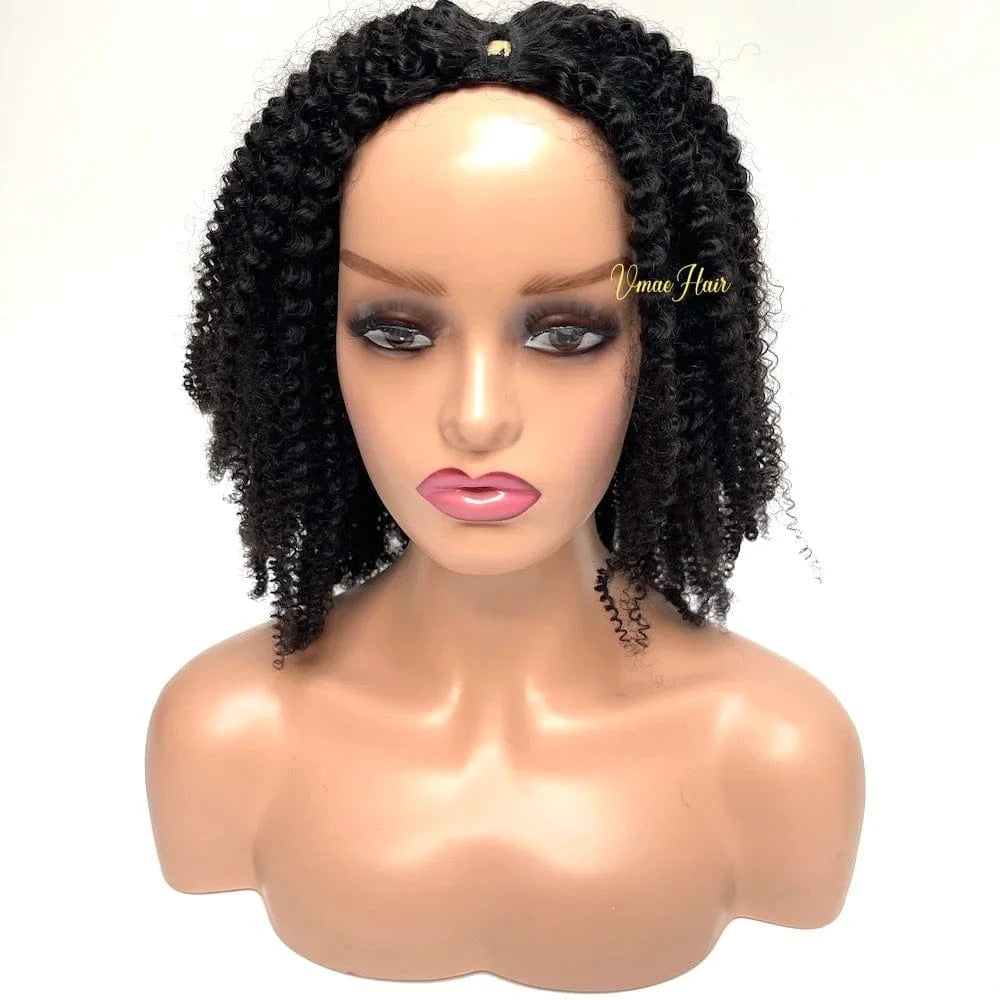16 Inches / 4A VMAE Wig Vendors Wholesale Cuticle Aligned Raw Human Hair Wig Natural Coarse Kinky Straight U V Part Human Hair Wigs for Black W