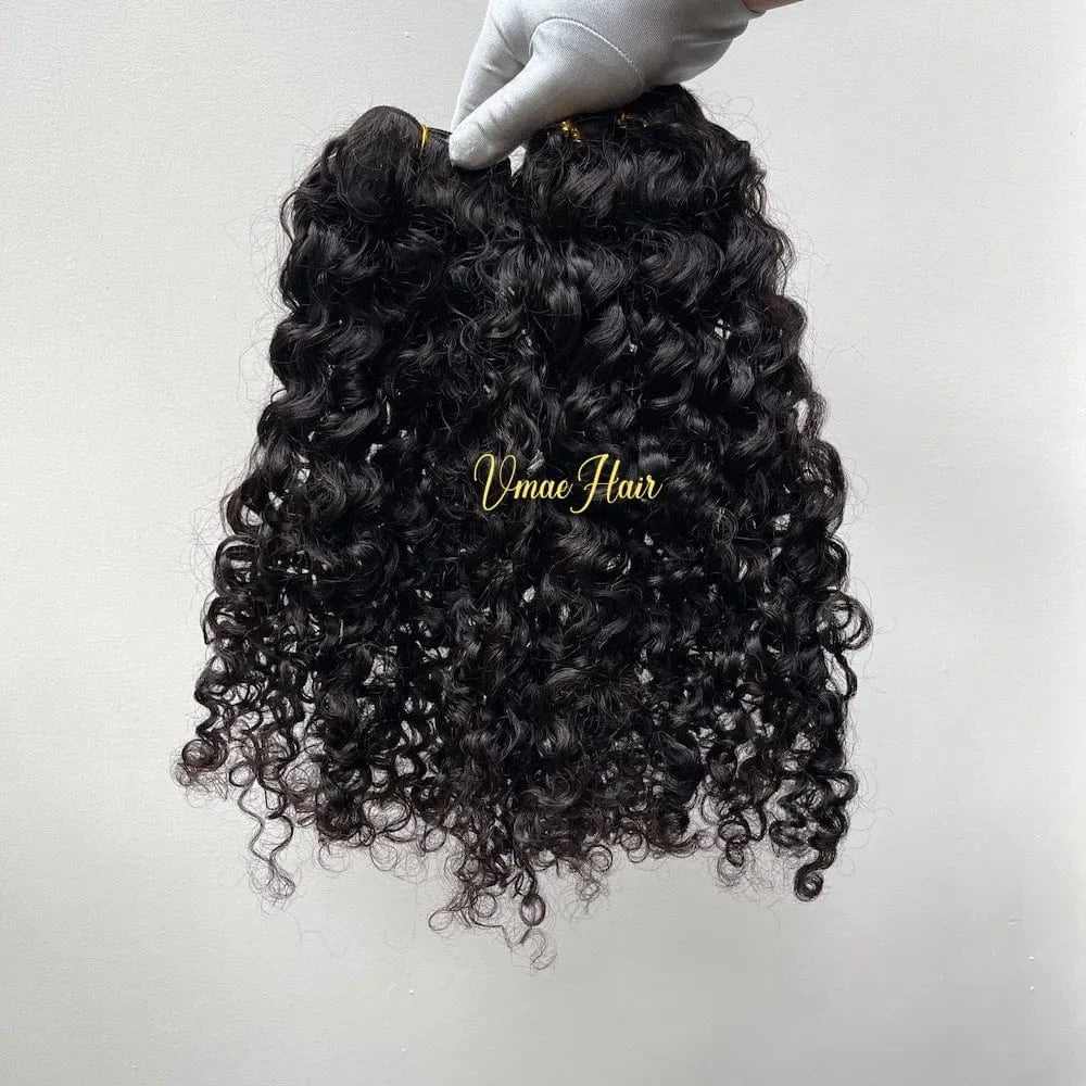 16 Inches / Afro Curly B weft VMAE Raw Afro Kinky Curly Wavy Closure and Frontals Bundles Human Hair with Frontal and Closure Cuticle Aligned Hair