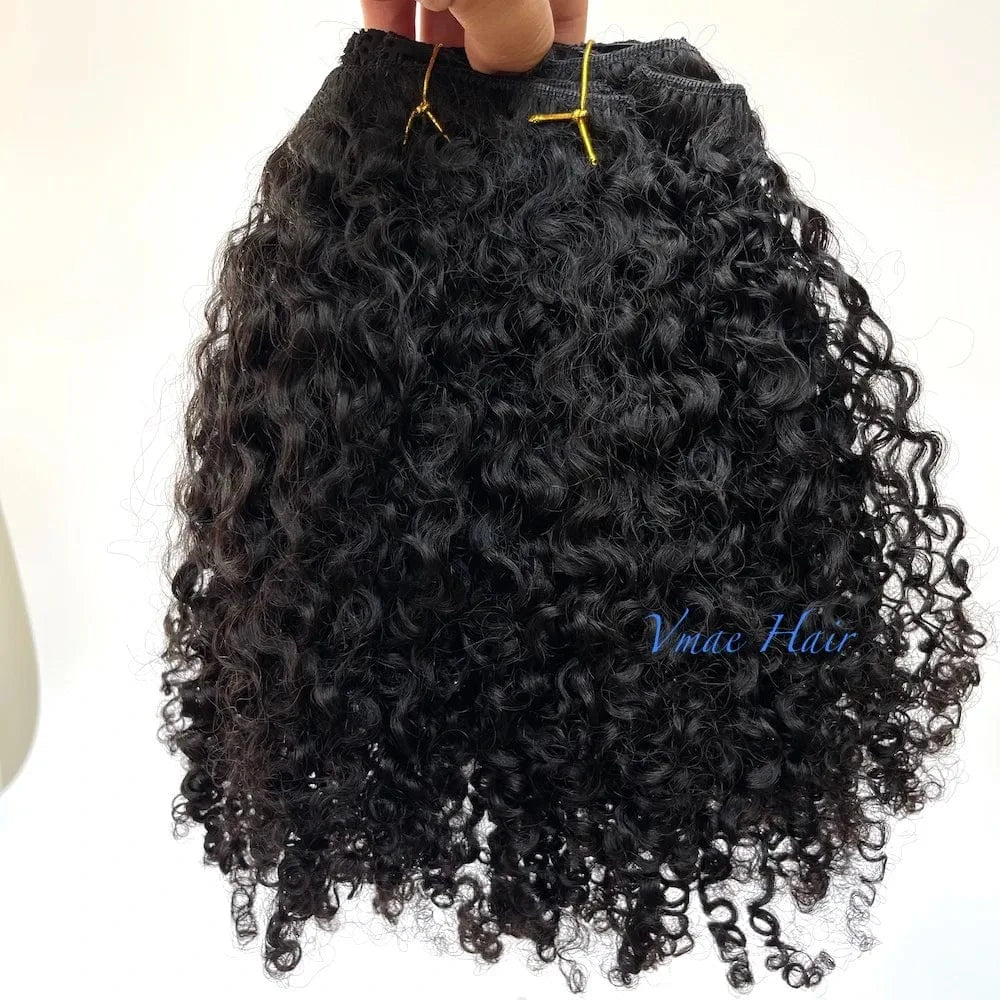16 Inches / Afro Kinky Curly C VMAE Wholesale Raw Remy Human Hair Extensions Clip Ins Deep Wavy Afro Kinky Curly Clip In Hair Extensions for Black Women
