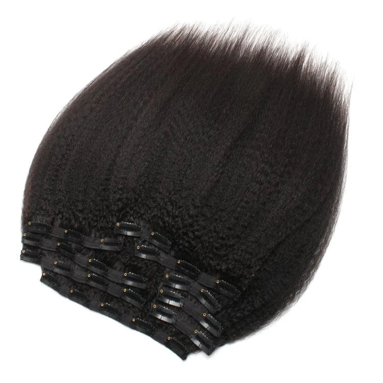 16 Inches / kinky straight Clip in hair extension for black women 3b 3c kinky curly natural one donor 100g 120g unprocessed clip in curly hair extension