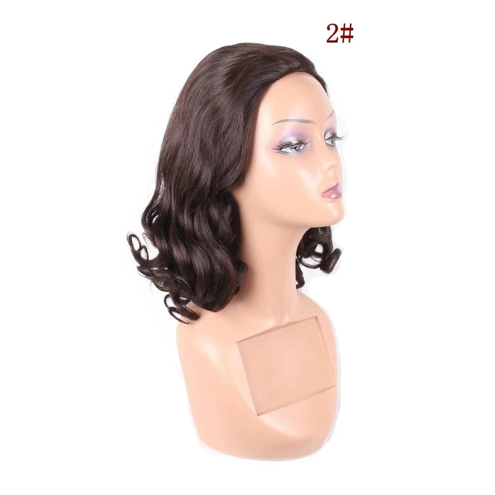1628 #2 Hair Straight Wig Peruvian Remy Hair Mid-Length Human Hair Wigs For Women Natural Color Full Machine Made Wigs With Bang