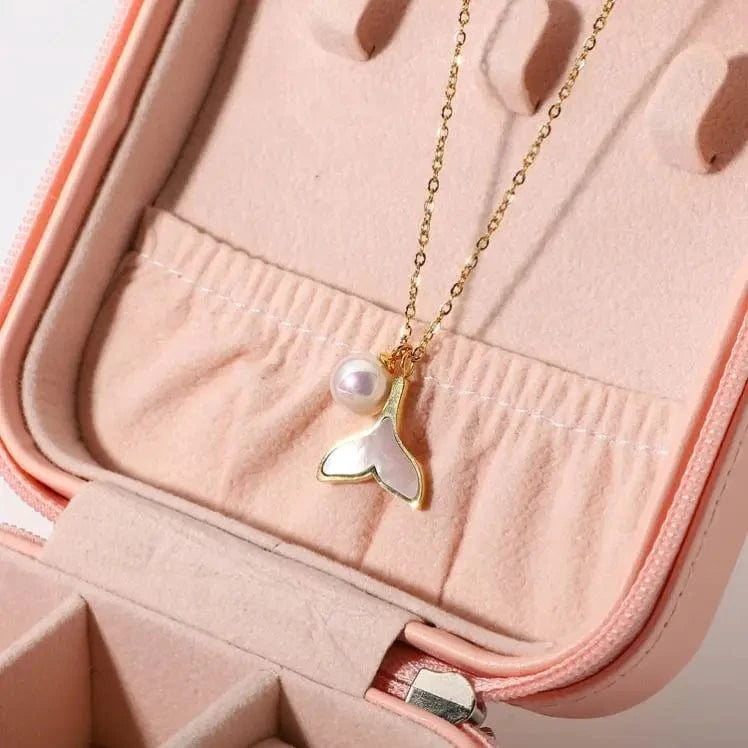 16inches / N2444 N2444 Korean Design Women 18K Gold Chain Stainless Steel Jewelry Shell Mermaid Tail Pearl Pendant Necklace For Ladies Gift