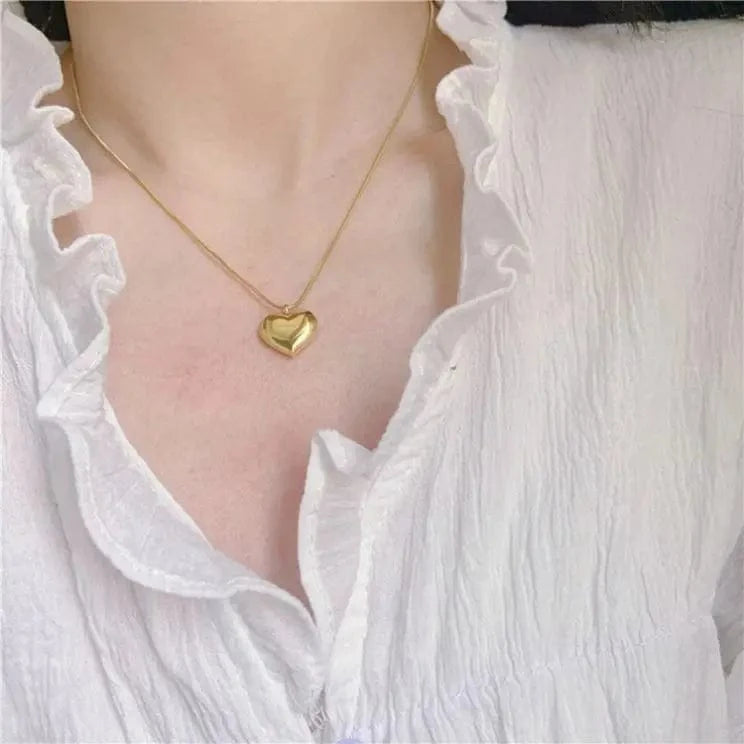 16inches / N2522 N2522 Wholesale Flat Snake Chain Stainless Steel Jewelry Gold Plated Chokers Love Pendant Necklaces For Women