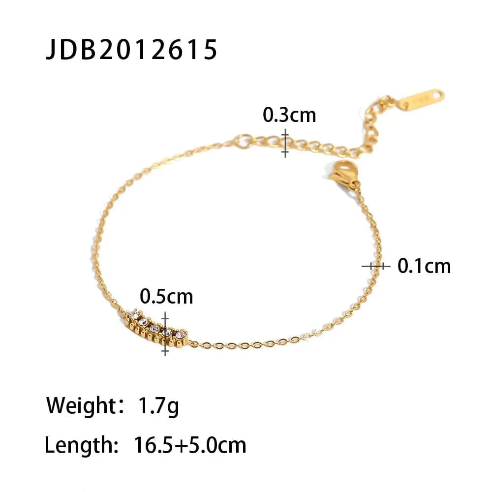 17+5 / BR1026 BR1026 18K Gold Plated Stainless Steel Fine Chain Jewelry Gift Charm White Cubic Zirconia Bracelet for Women