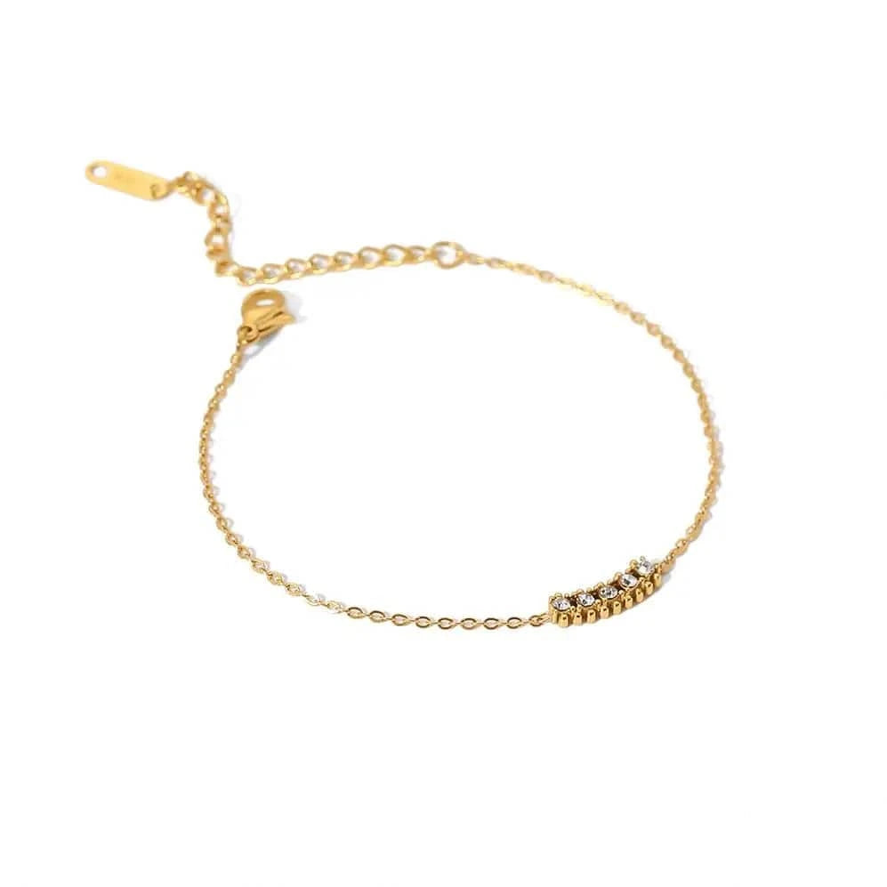 17+5 / BR1026 BR1026 18K Gold Plated Stainless Steel Fine Chain Jewelry Gift Charm White Cubic Zirconia Bracelet for Women