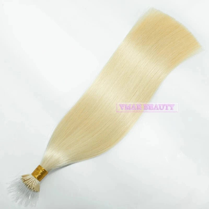 18 Inches / #1001 VMAE Wholesale Cuticle Aligned European Hair Blonde 613 60 1001 Remy Kreatin I Tip Plastic Tip Nano Hair Extensions Human Hair