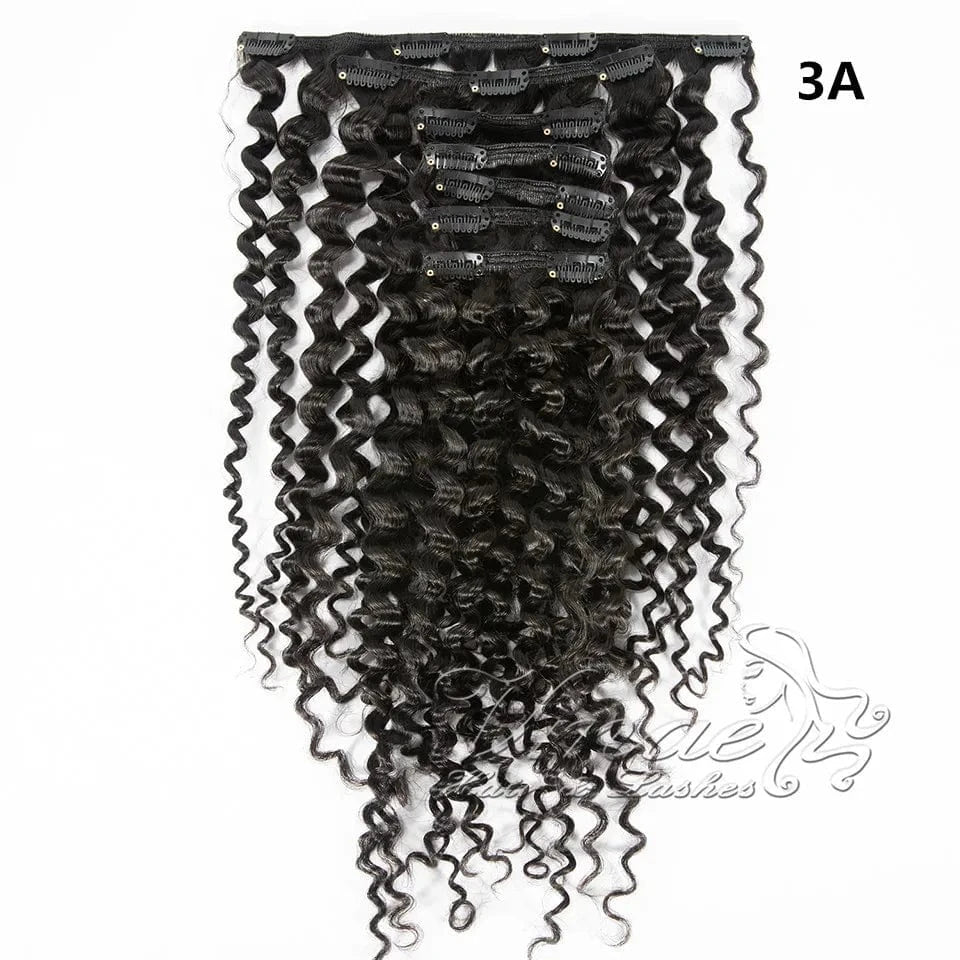 18 Inches / 3A VMAE Wholesale Raw Remy Virgin Human Hair Extensions Clip Ins Wavy Afro Kinky Curly Clip In Hair Extensions for Black Women
