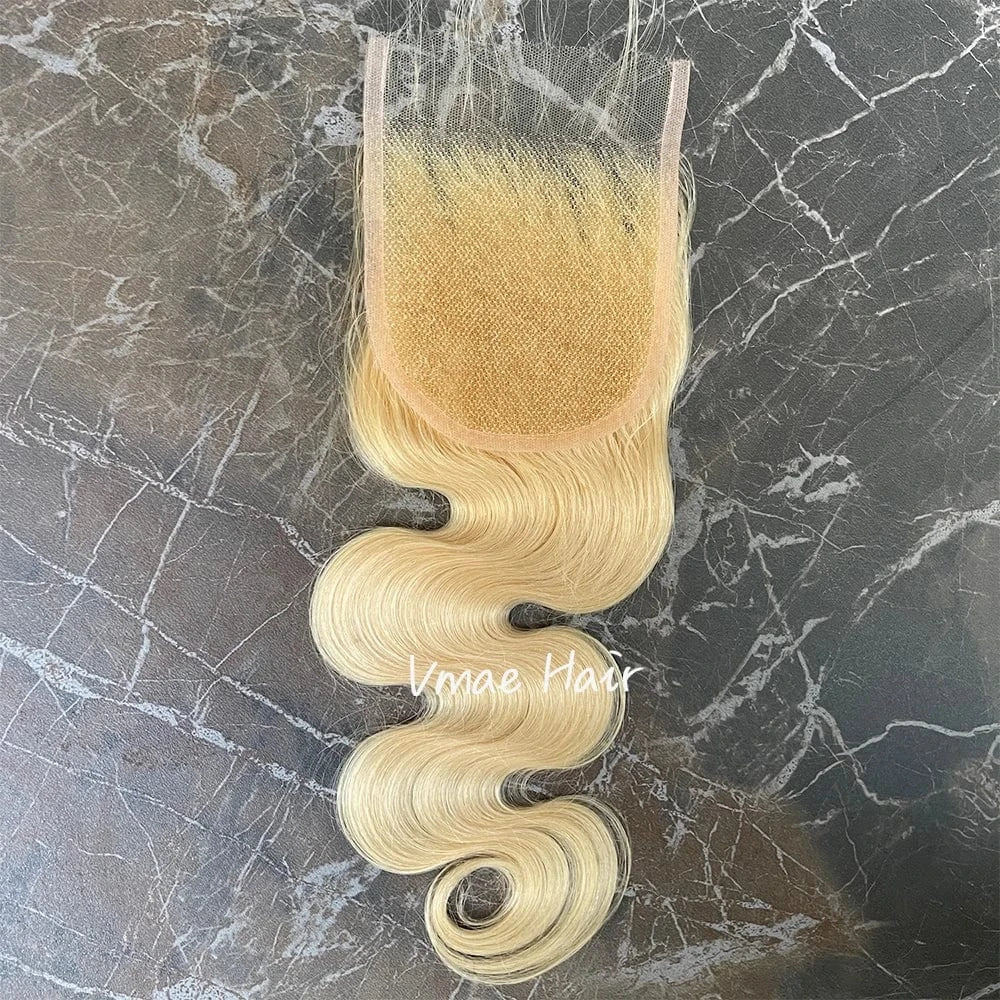 18 Inches / 4*4 transparent lace closure body wave VMAE European Raw Virgin Cuticle Aligned Body Wave Straight Human Hair 613 Blonde Transparent HD Lace Closures and Frontals