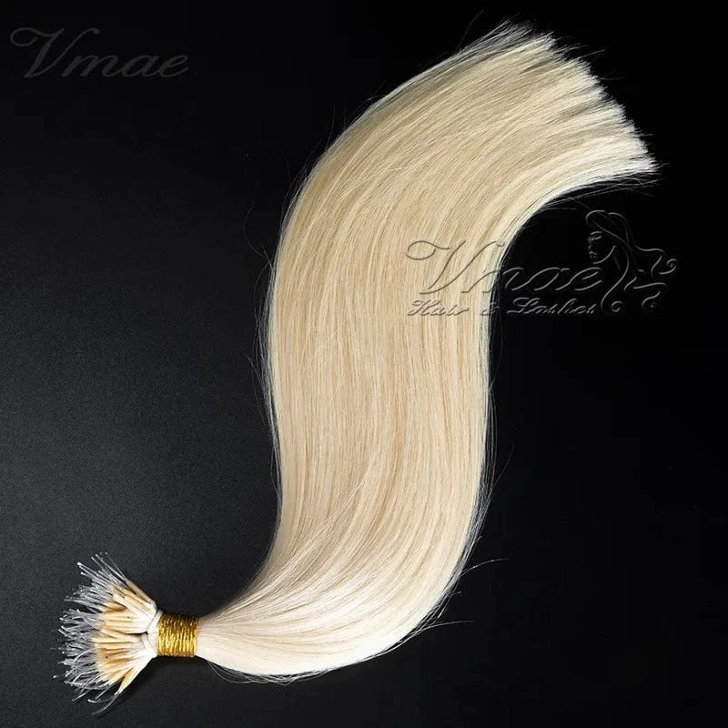 18 Inches / #60 VMAE Wholesale Cuticle Aligned European Hair Blonde 613 60 1001 Remy Kreatin I Tip Plastic Tip Nano Hair Extensions Human Hair