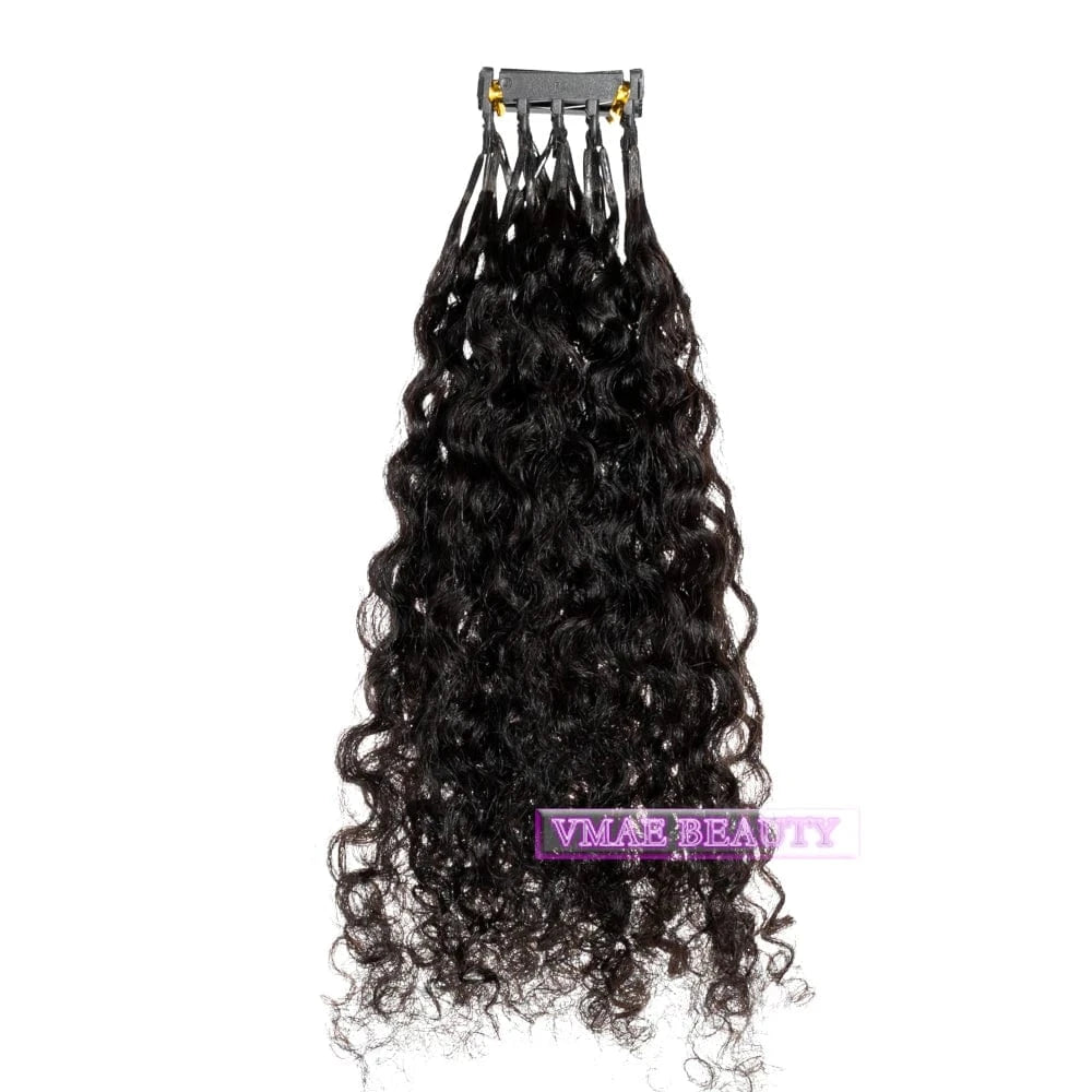 18 Inches / Afro Curly C 100g VMAE Virgin Remy Brazilian Cuticle Aligned 6D Hair Extension Machine Afro Kinky Curly 6D Human Hair Extensions
